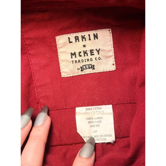 Key Lakin McKey Trading Co Red Work Shirt Button Up Cotton Large - Picture 4 of 5